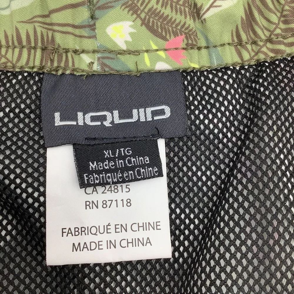 Liquid Mens Swim‎ Shorts Green Floral Size XL NWT